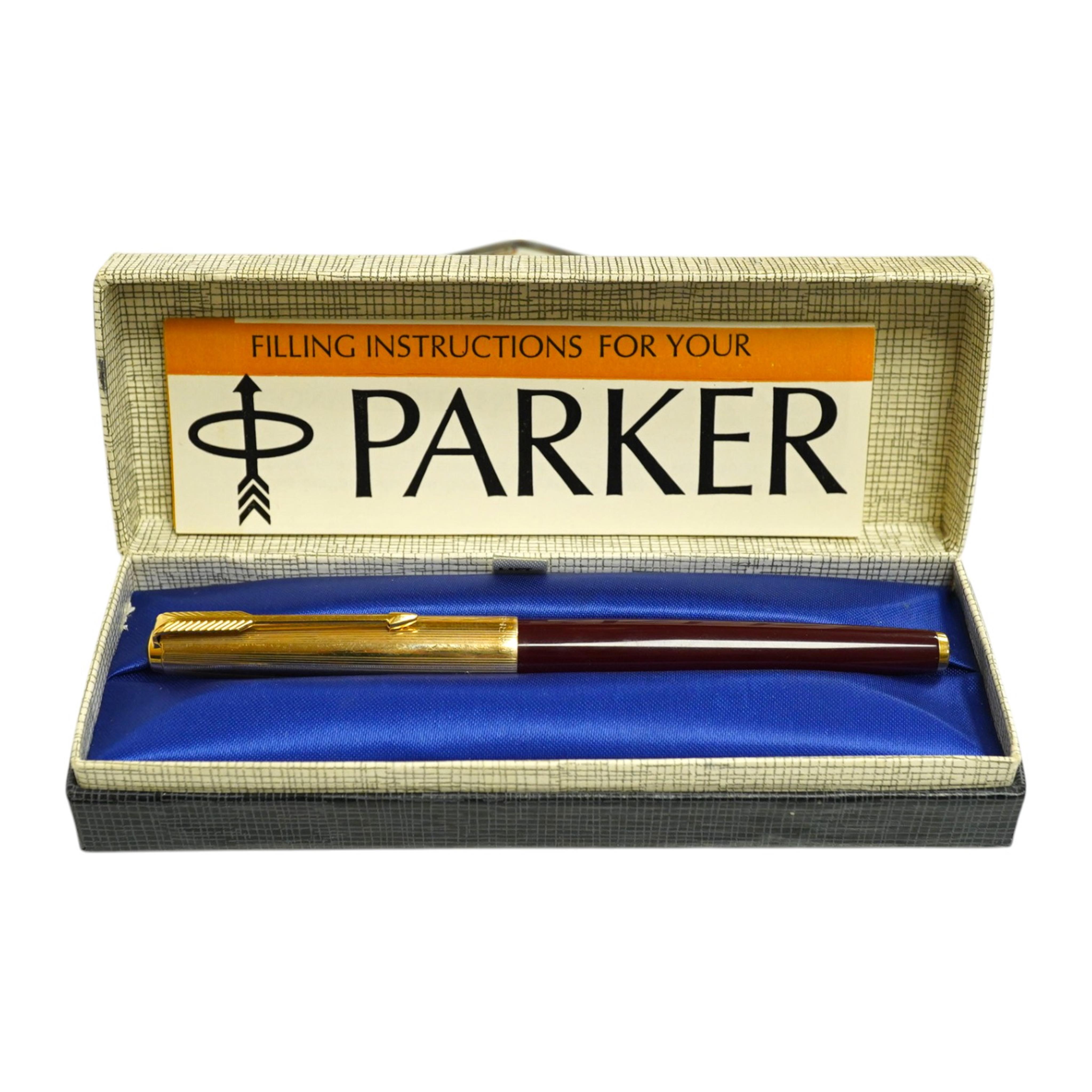 A cased Parker fountain pen. Condition - fair